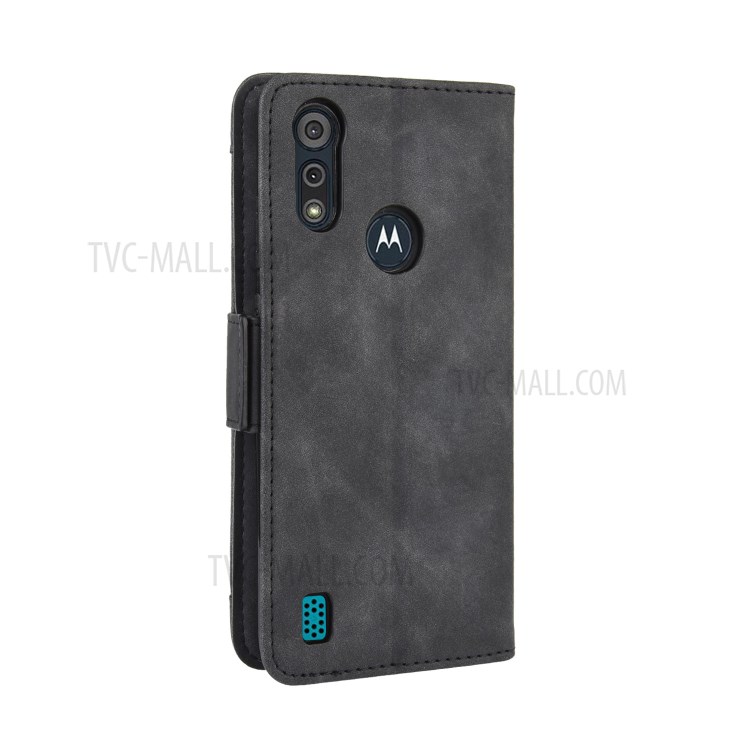 Wallet Stand Flip Leather Phone Cover for Motorola Moto E6s (2020) - Black-8