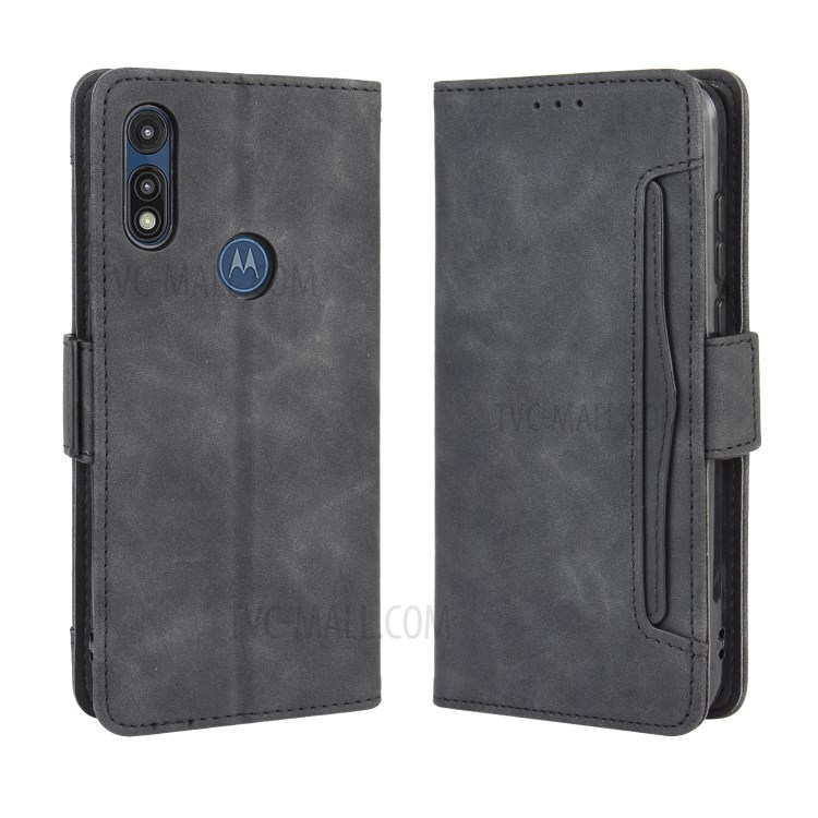 Wallet Stand Flip Leather Phone Cover for Motorola Moto E (2020) - Black-2