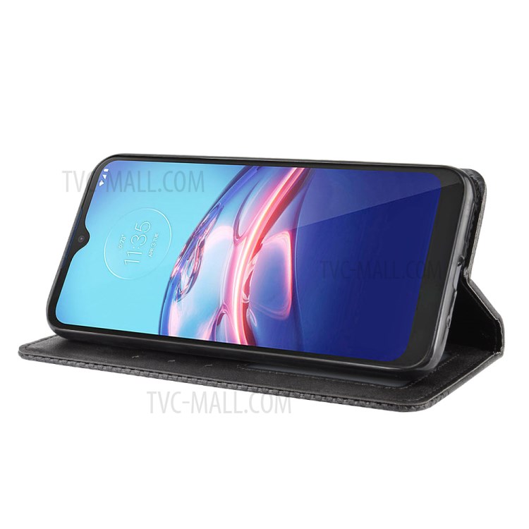 Auto-absorbé Rétro Portefeuille Shell Cuir PU Couverture De Téléphone Mobile Pour Motorola Moto E (2020) - Noir-6