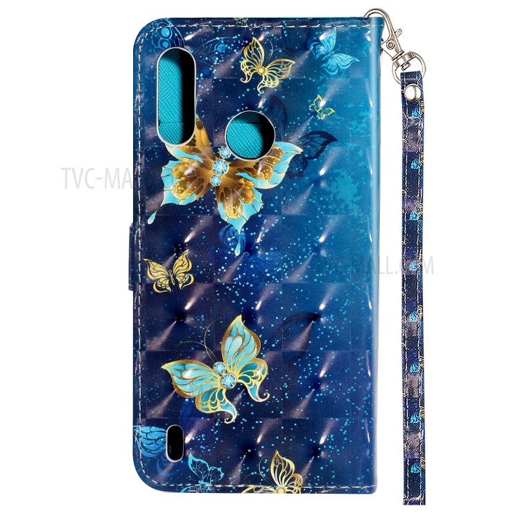 Light Spot Decor Pattern Printing Wallet Stand Leather Cover Shell for Motorola P40 Play - Butterfly-4