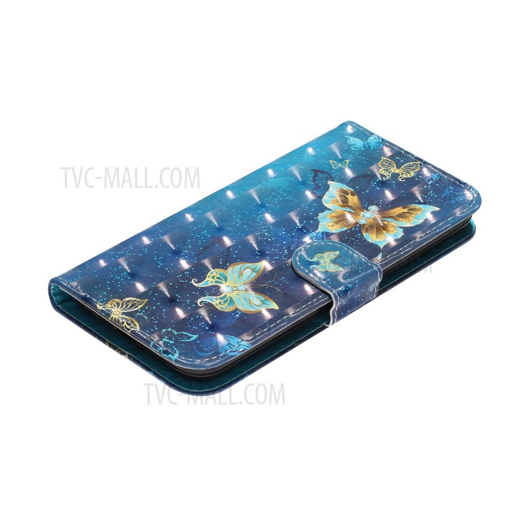 Light Spot Decor Pattern Printing Wallet Stand Leather Cover Shell for Motorola P40 Play - Butterfly-5