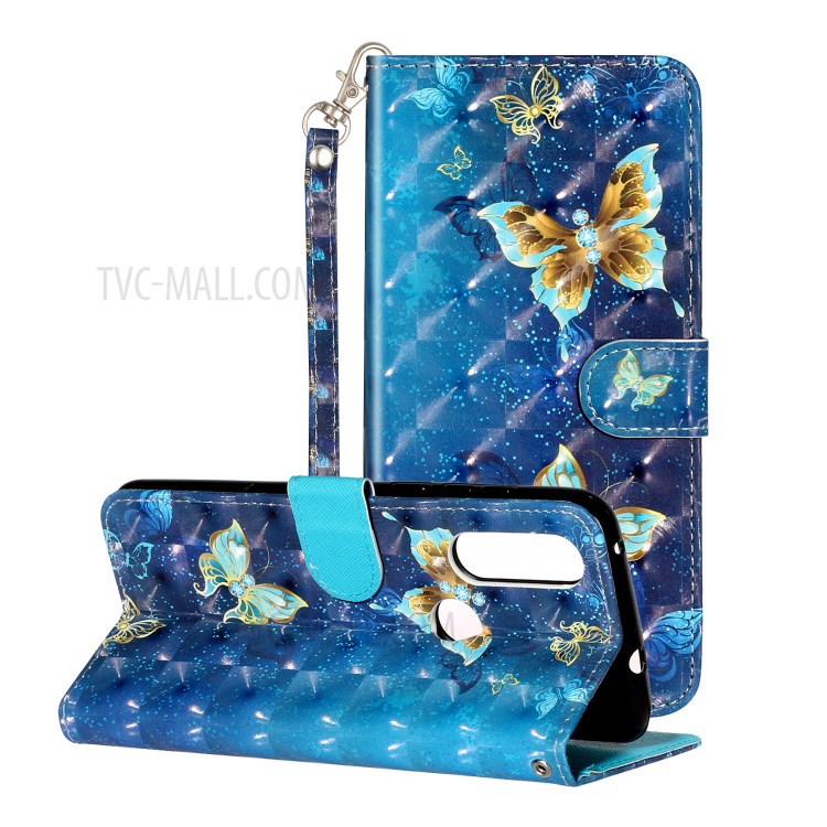 Light Spot Decor Pattern Printing Wallet Stand Leather Casing Shell for Motorola P40 Power - Butterfly-1