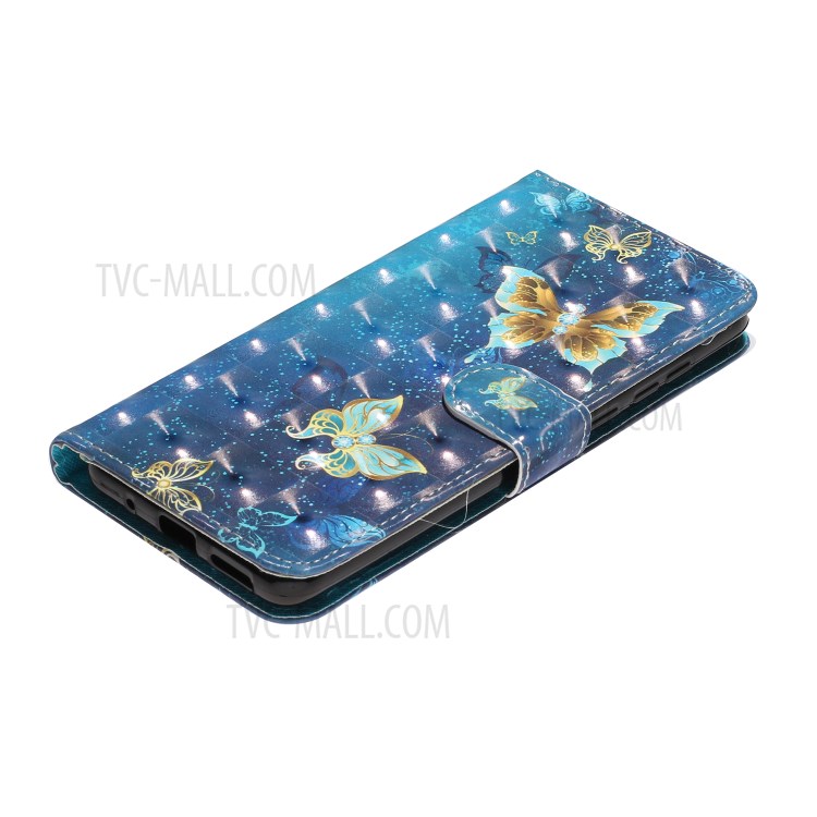 Light Spot Decor Pattern Printing Wallet Stand Leather Casing Shell for Motorola P40 Power - Butterfly-5