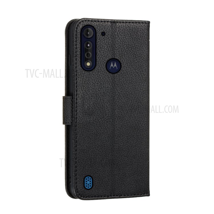 Litchi Texture Imprint Feather Leather Case for Motorola Moto G8 Power Lite - Black-4