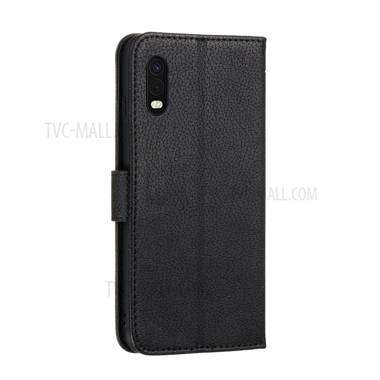 Lichia Textura Logomarca Shell Carteira De Couro Da Pena Para Samsung Galaxy Xcover Pro - Preto-4