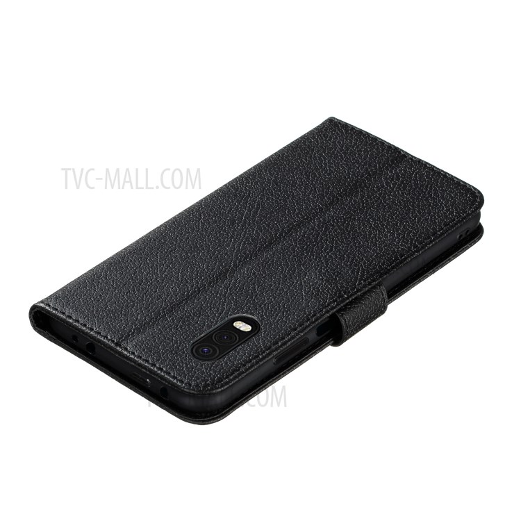 Lichia Textura Logomarca Shell Carteira De Couro Da Pena Para Samsung Galaxy Xcover Pro - Preto-9