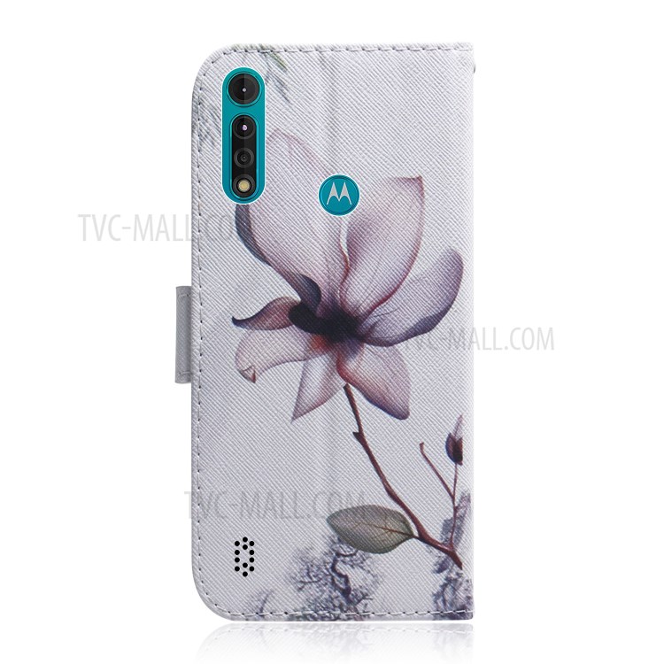 Pattern Printing Leather Stand Case Wallet Shell for Motorola Moto G8 Power Lite - Beautiful Flower-3