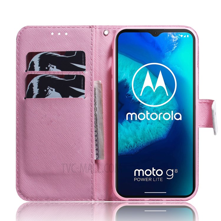Shell Carteira De Impressão Padrão De Suporte De Couro Caso Para Motorola Lite Poder Moto G8 - Flor Bonita-8
