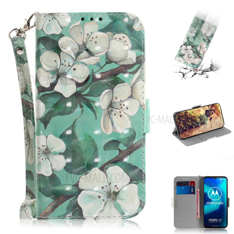 Pattern Printing Light Spot Decor PU Leather Wallet Case for Motorola Moto G8 Power Lite - Flower-1