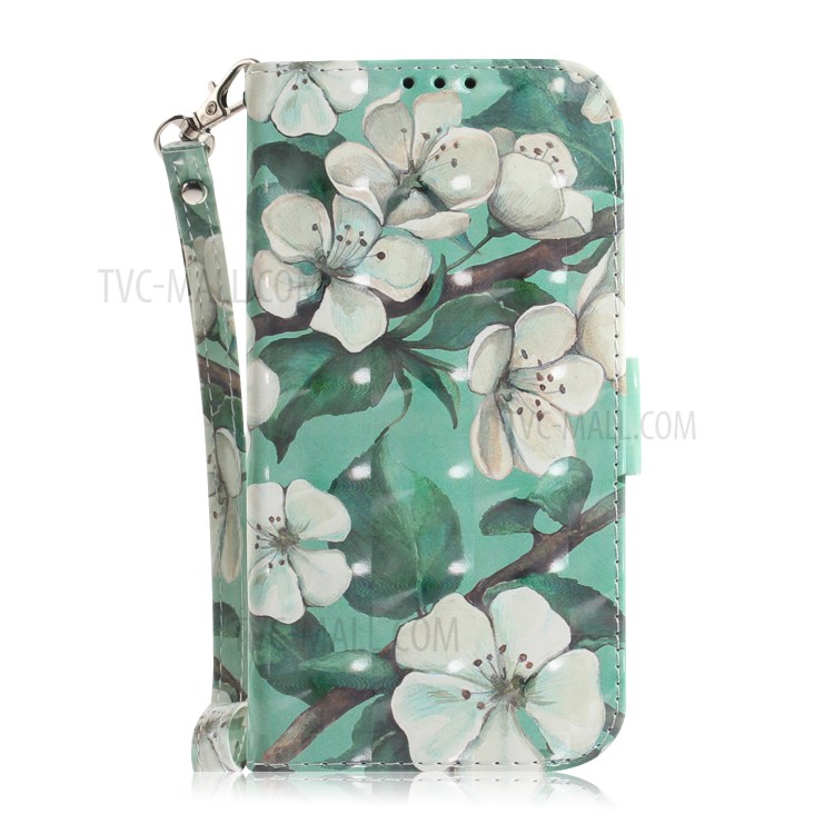 Pattern Printing Light Spot Decor PU Leather Wallet Case for Motorola Moto G8 Power Lite - Flower-2