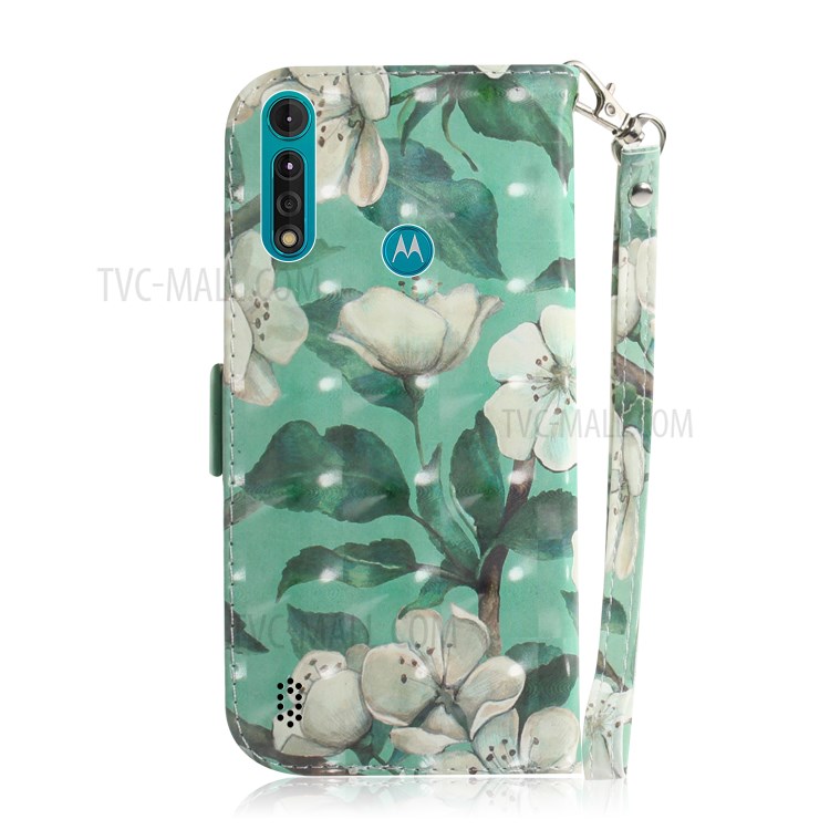 Pattern Printing Light Spot Decor PU Leather Wallet Case for Motorola Moto G8 Power Lite - Flower-3