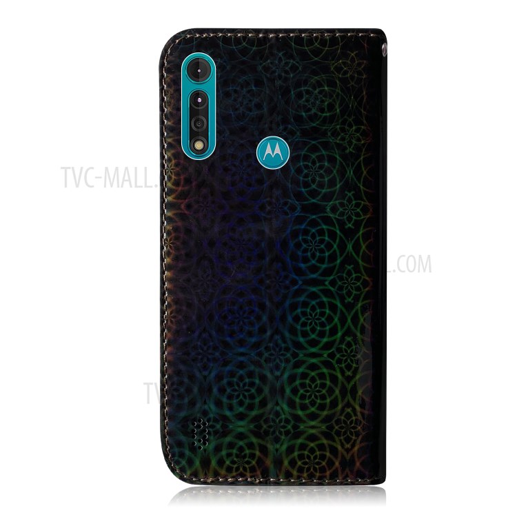 Flor Padrão De Couro Caso Estande Carteira Para Motorola Lite Poder Moto G8 - Preto-3