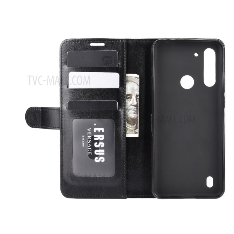 Caso Suporte Do Telefone Crazy Horse Carteira Capa De Couro Para Motorola Lite Poder Moto G8 - Preto-5