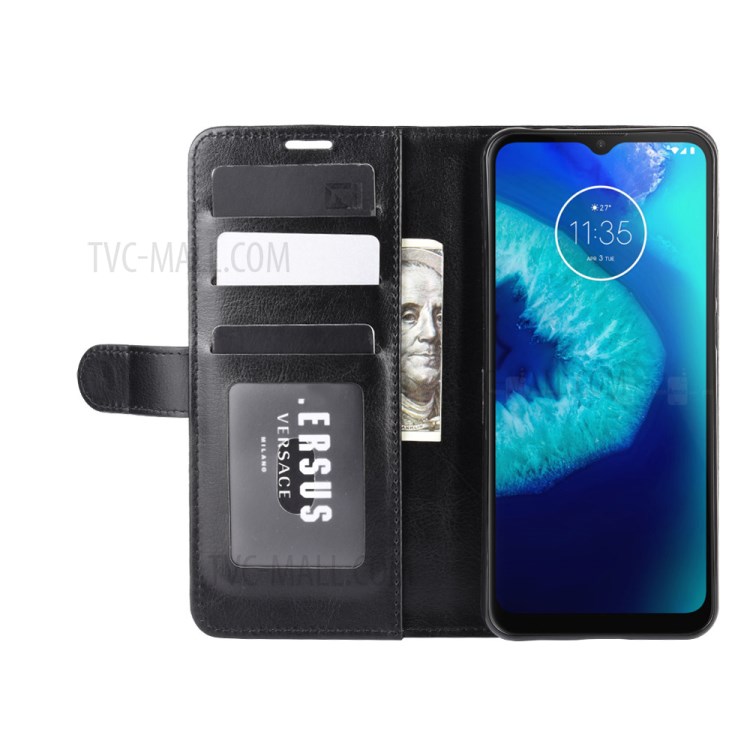 Caso Suporte Do Telefone Crazy Horse Carteira Capa De Couro Para Motorola Lite Poder Moto G8 - Preto-6