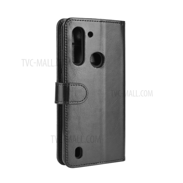 Caso Suporte Do Telefone Crazy Horse Carteira Capa De Couro Para Motorola Lite Poder Moto G8 - Preto-8