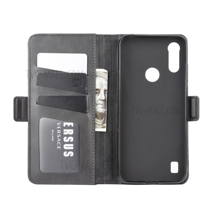 Shell Stand Portefeuille En Cuir D'adsorption Magnétique De Téléphone Pour Couvrir E6s Moto Motorola (2020) - Noir-4