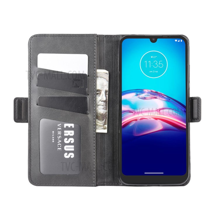 Shell Stand Portefeuille En Cuir D'adsorption Magnétique De Téléphone Pour Couvrir E6s Moto Motorola (2020) - Noir-5