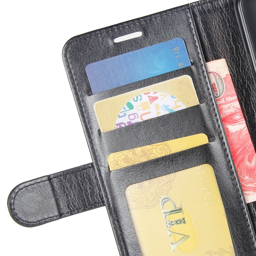 Crazy Horse Wallet Ledermagnetische Telefonabdeckung Für Motorola Moto E6s (2020) - Schwarz