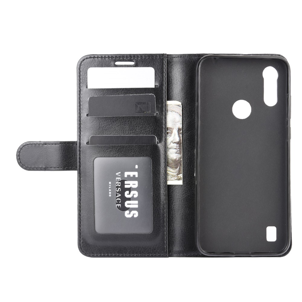 Tapa de Teléfono Magnético de Cuero de Billetera de Caballo Loco Para Motorola Moto e6 (2020) - Negro