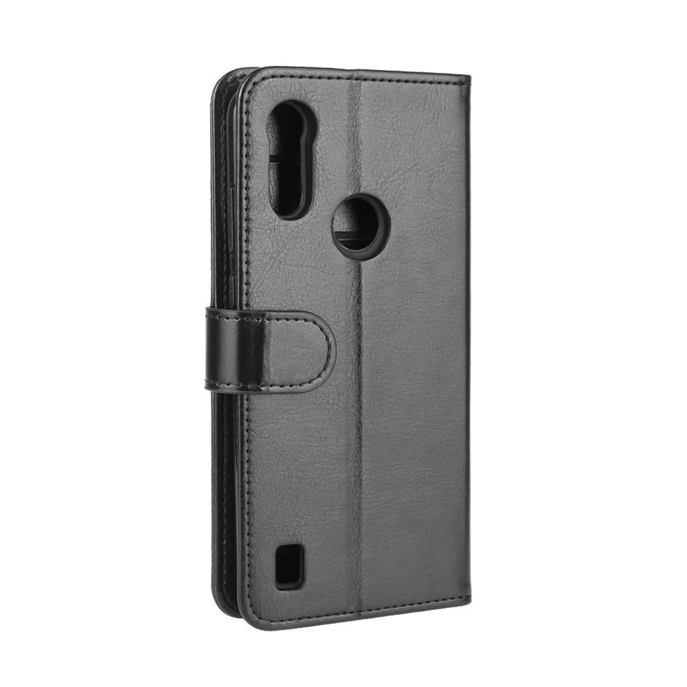 Crazy Horse Wallet Leather Magnetic Phone Cover for Motorola Moto E6s (2020) - Black-7