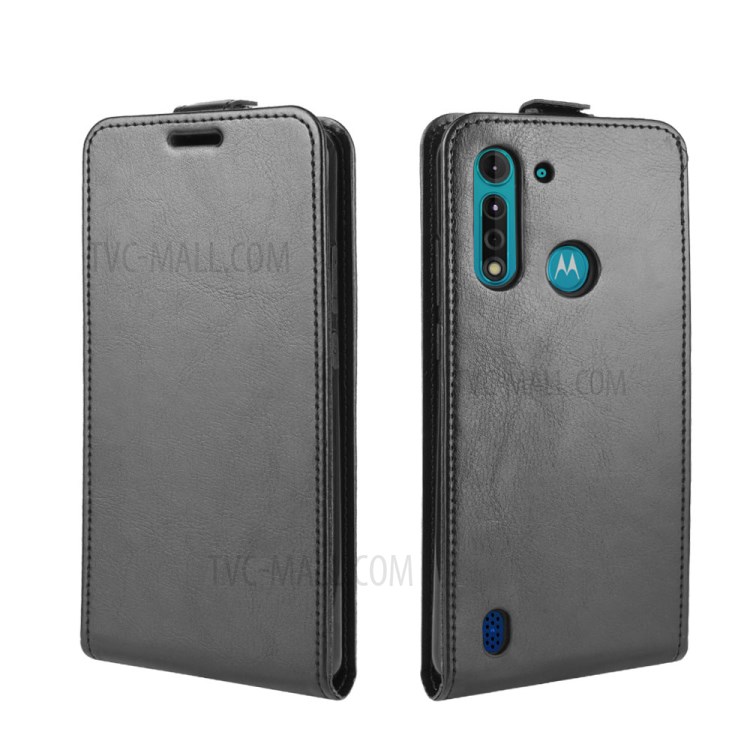 Crazy Horse Vertical Flip Cover Protective Leather Case for Motorola Moto G8 Power Lite - Black-1