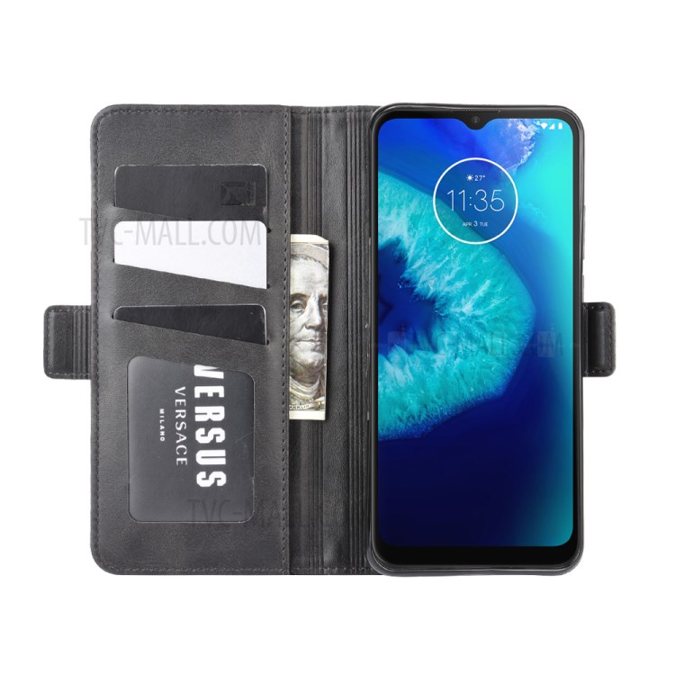 Couro Adsorção Ímã Tampa Original Para Motorola Lite Poder Moto G8 - Preto-5