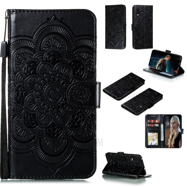 Flor Mandala Caso Tampa Do Telefone De Couro Marca Para Samsung Galaxy Xcover Pro - Preto-1