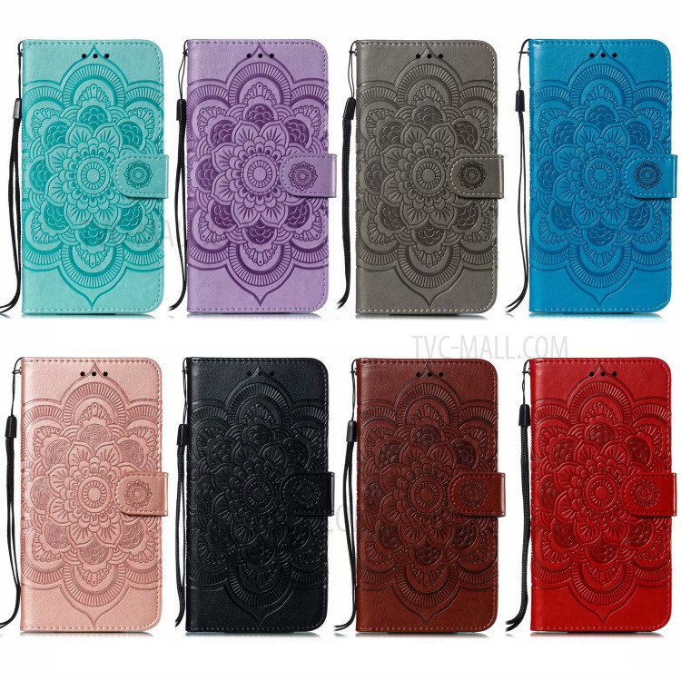 Flor Mandala Caso Tampa Do Telefone De Couro Marca Para Samsung Galaxy Xcover Pro - Preto-12