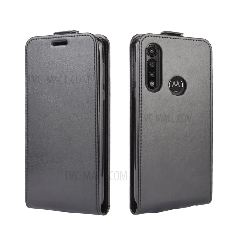 Vertical Couverture De Téléphone En Cuir Flip Cheval Fou Pour Motorola Moto Puissance G - Noir-2
