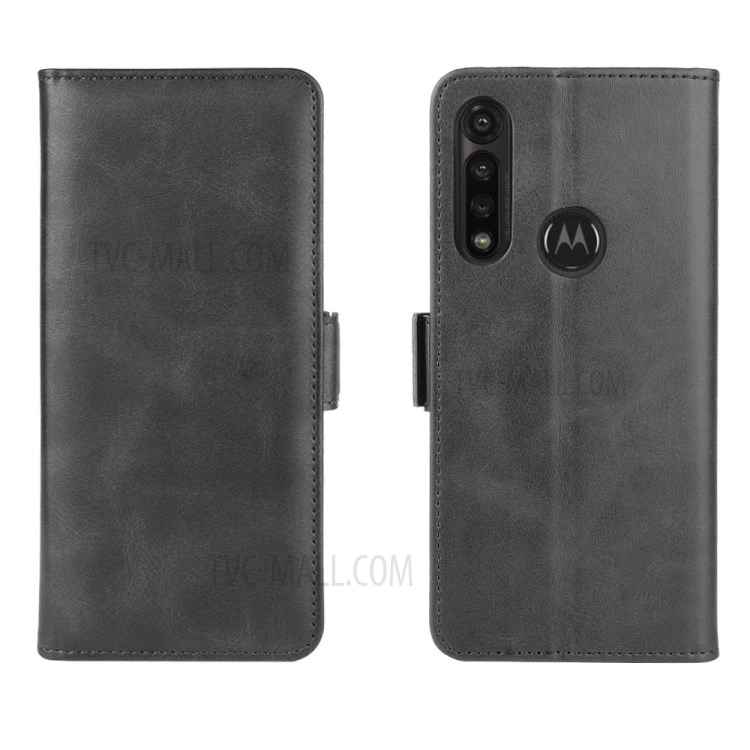 Doppelverschluss Flip-Ledermappe Standtelefonkasten Für Motorola Moto G Macht - Schwarz-2