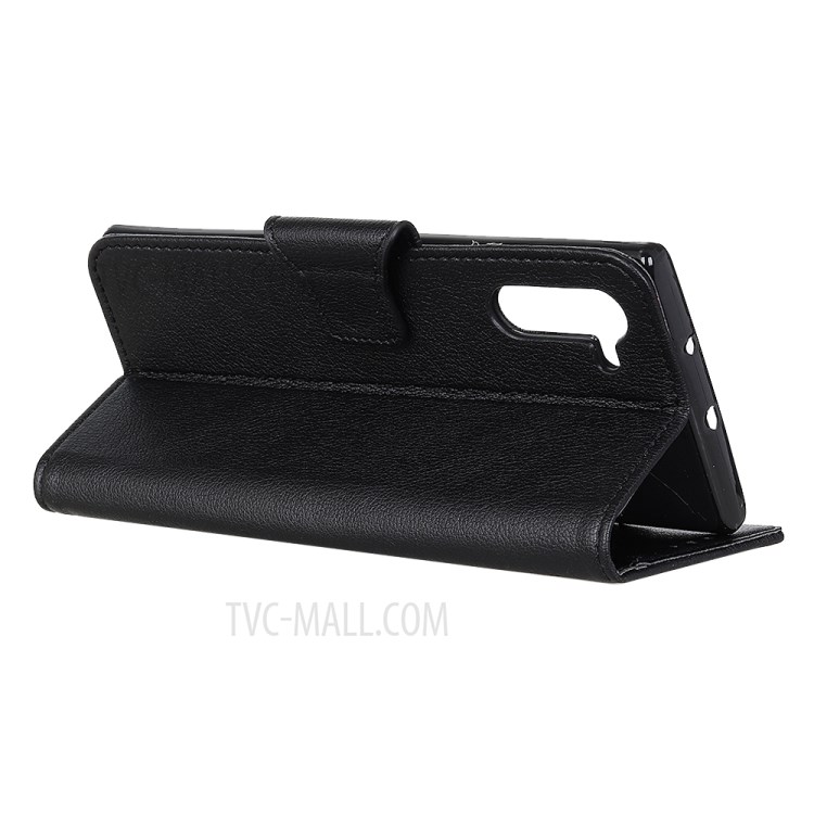 Texture Litchi PU Cuir Couverture De Téléphone Stand De Portefeuille Pour Le Bord Motorola - Noir-3