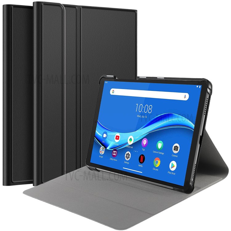 PU Caso Suporte Couro Comprimido Para Guia Lenovo M10 Mais - Preto-2