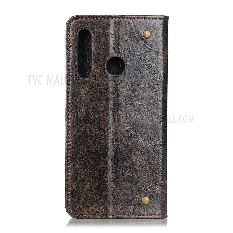 Auto-absorbed Wallet Leather Stand Case Phone Shell for Motorola Moto G Fast - Coffee-3