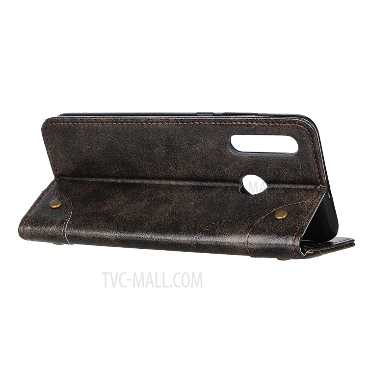 Auto-absorbed Wallet Leather Stand Case Phone Shell for Motorola Moto G Fast - Coffee-4