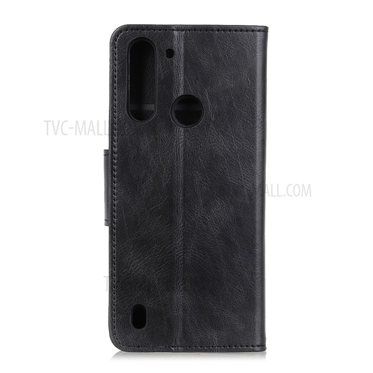 Crazy Horse Wallet PU Leather Protector Cover with Stand for Motorola Moto One Fusion - Black-3