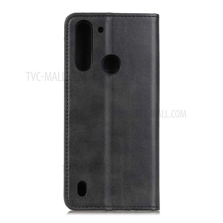 Auto-absorbed Split Leather Cover for Motorola Moto One Fusion - Black-3