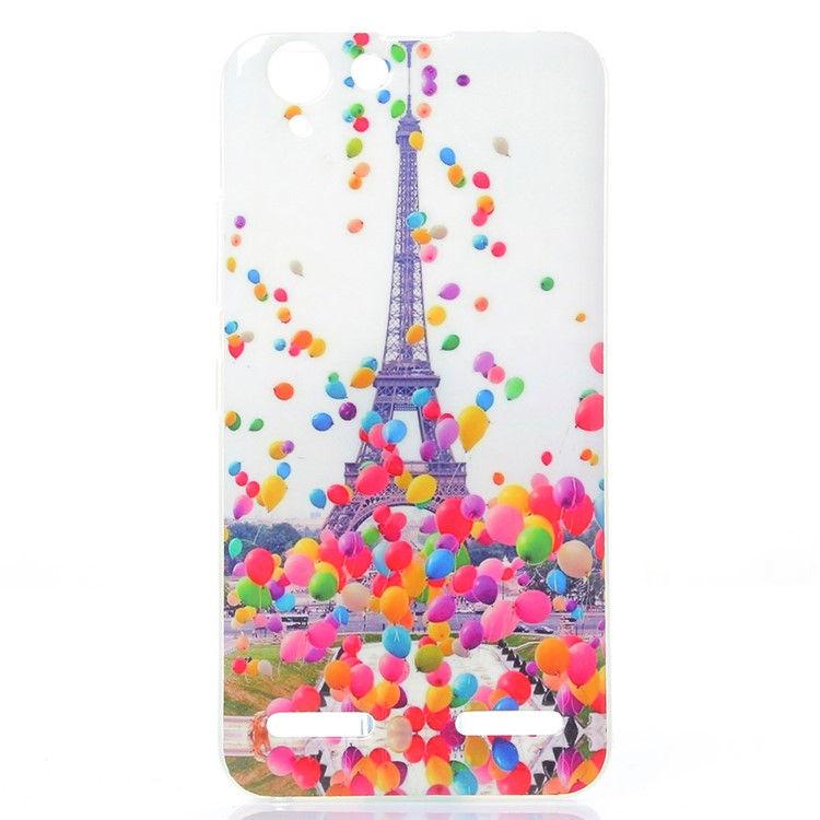 Soft IMD TPU Shell Cover for Lenovo Vibe K5 Plus / Vibe K5 - Eiffel Tower and Colorized Balloon-1