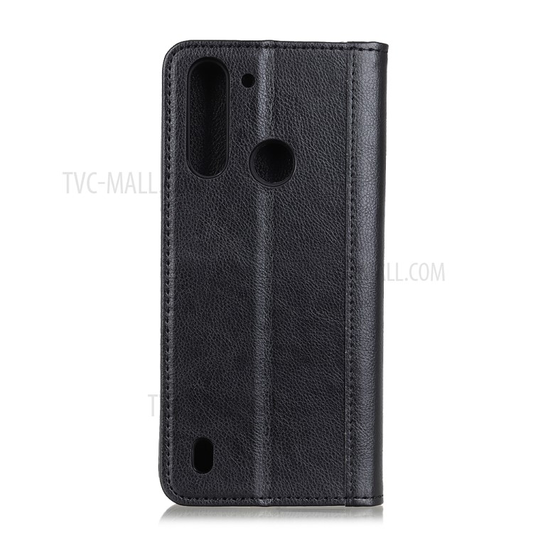 Auto-absorbed Litchi Texture Split Leather Wallet Case for Motorola Moto One Fusion - Black-8