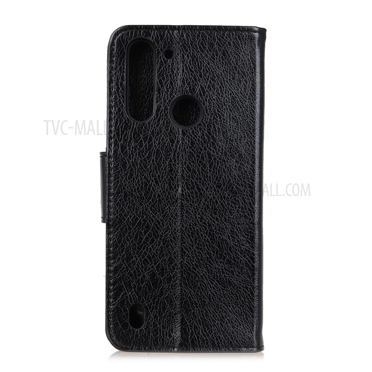 Nappa Texture Split Leather Wallet Phone Cover for Motorola Moto One Fusion - Black-10