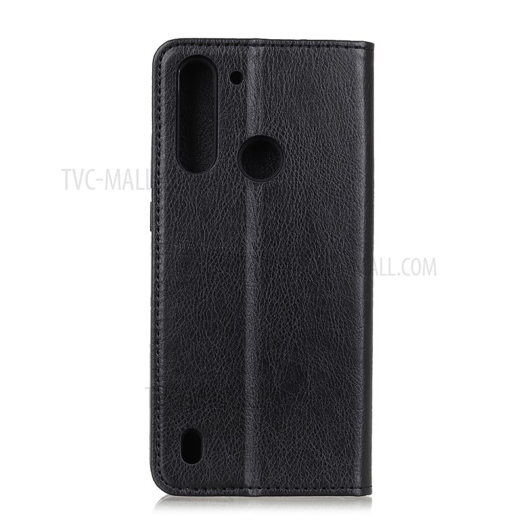 Auto-absorbed Litchi Grain Split Leather Phone Shell for Motorola Moto One Fusion - Black-4