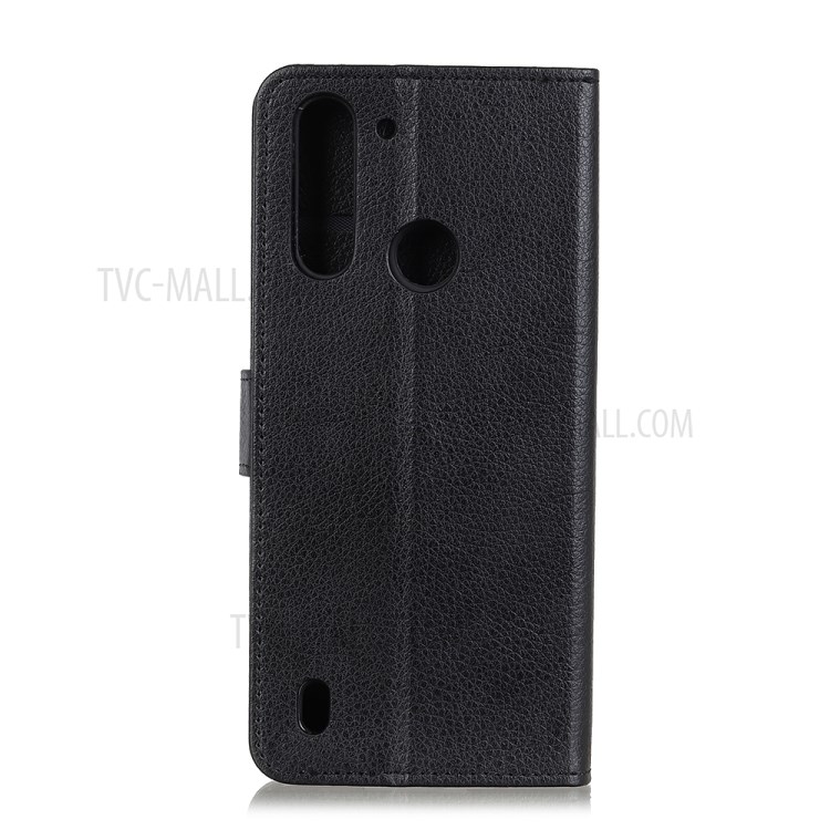 Litchi Skin Magnetic Leather Shell for Motorola Moto One Fusion - Black-3