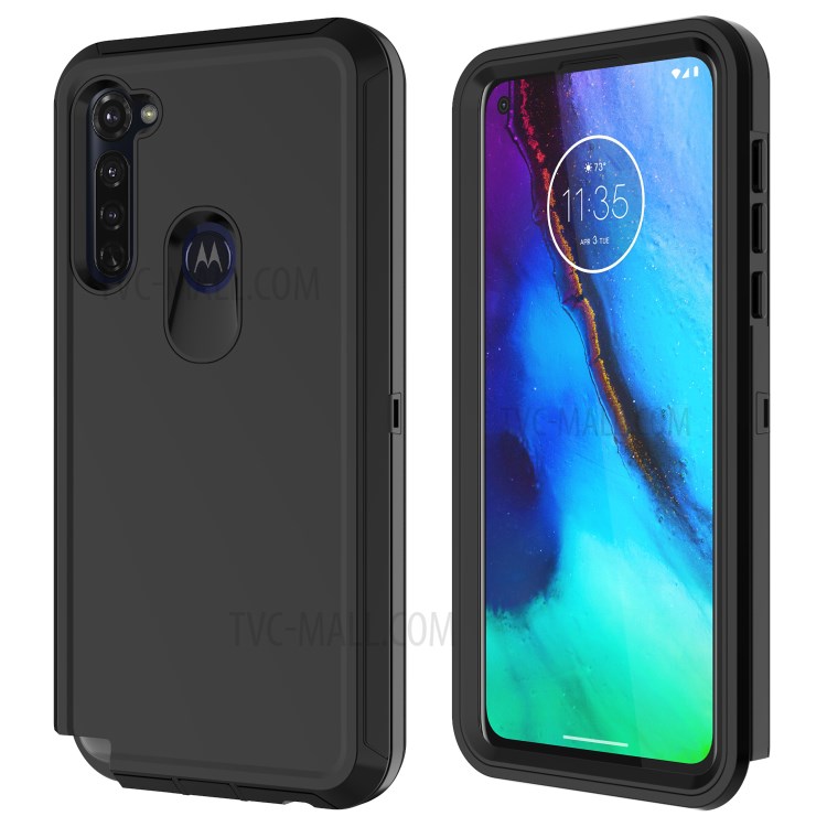 Detachable Shockproof Drop-proof Dust-proof PC + TPU Hybrid Case for Motorola Moto G Stylus - All Black-1