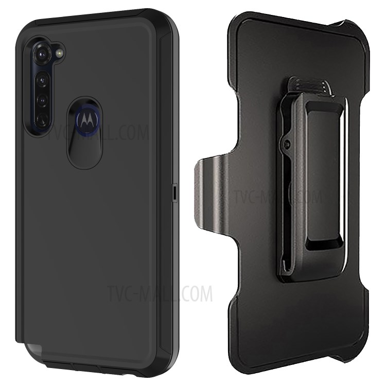 Détachable Anti-chute Poussière PC + TPU Étui De Protection Avec Clip De Ceinture Pour Motorola Moto Stylet G - Tout Noir-2