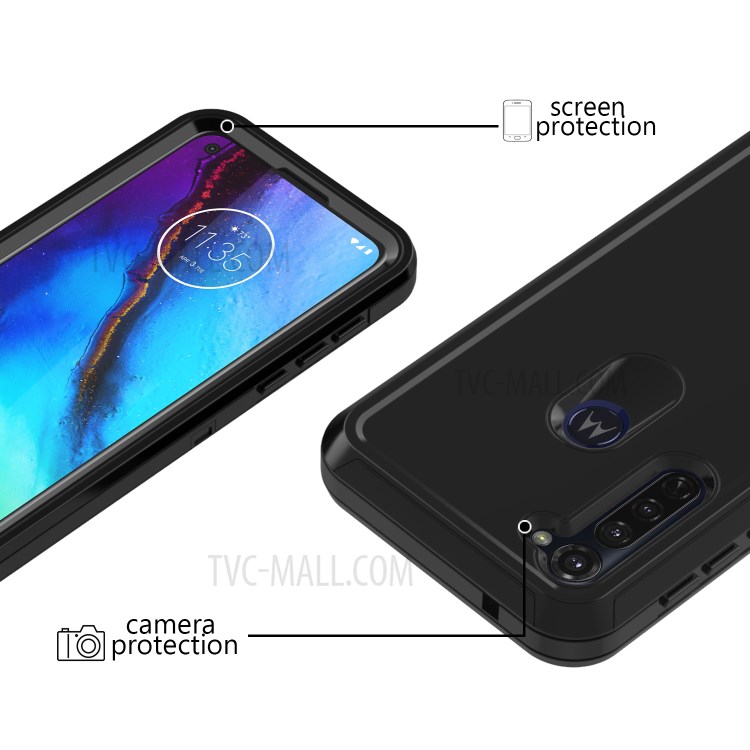 Détachable Anti-chute Poussière PC + TPU Étui De Protection Avec Clip De Ceinture Pour Motorola Moto Stylet G - Tout Noir-3