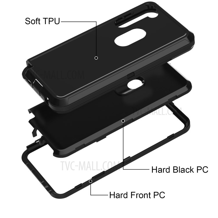 Détachable Anti-chute Poussière PC + TPU Étui De Protection Avec Clip De Ceinture Pour Motorola Moto Stylet G - Tout Noir-4