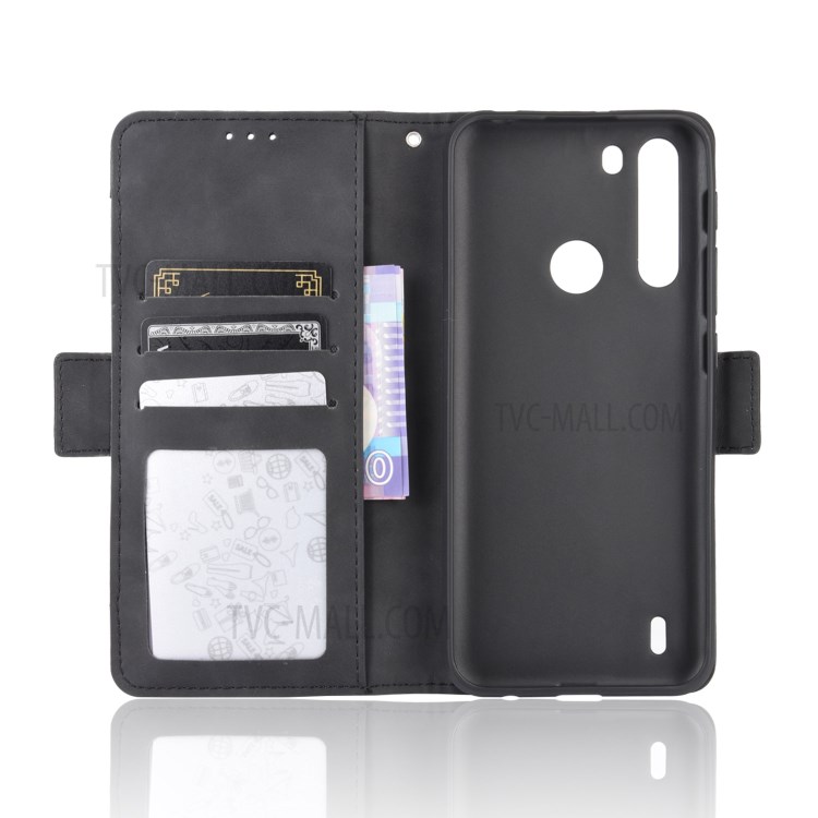 Multiple Card Slots Wallet Stand Leather Protective Cover for Motorola Moto One Fusion - Black-5