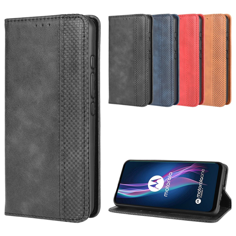 Auto-absorbed Retro Leather Wallet Protective Case for Motorola Moto One Fusion Plus - Black-12