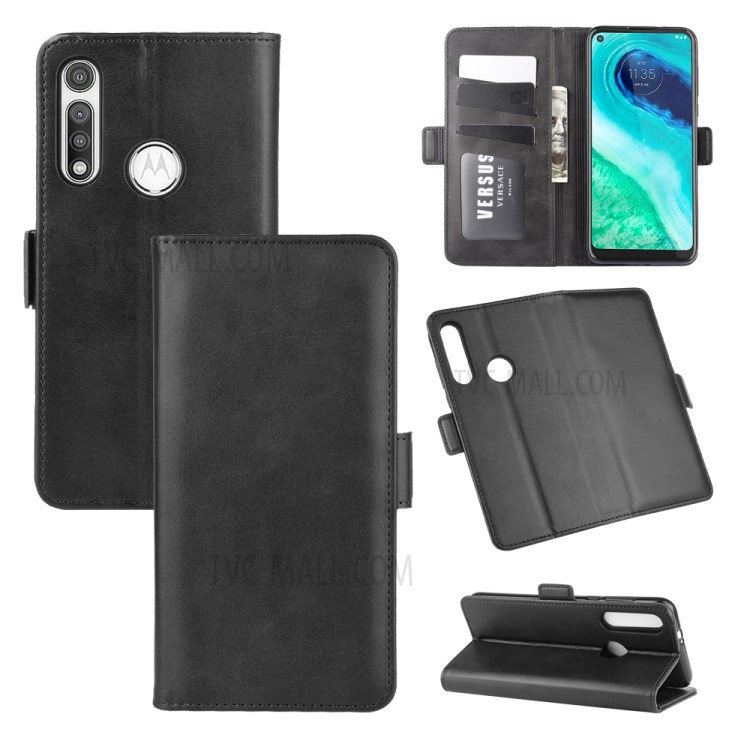 Magnet Adsorption Leather Shell for Motorola Moto G Fast - Black-1