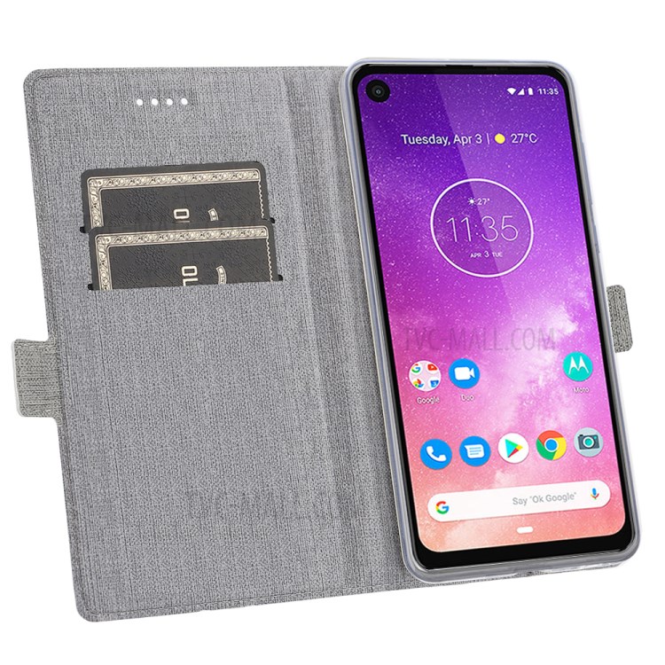 VILI DMK Leather Double Cards Side Buckle Style Phone Cover for Motorola Moto G Stylus/Moto G Pro - Grey-11