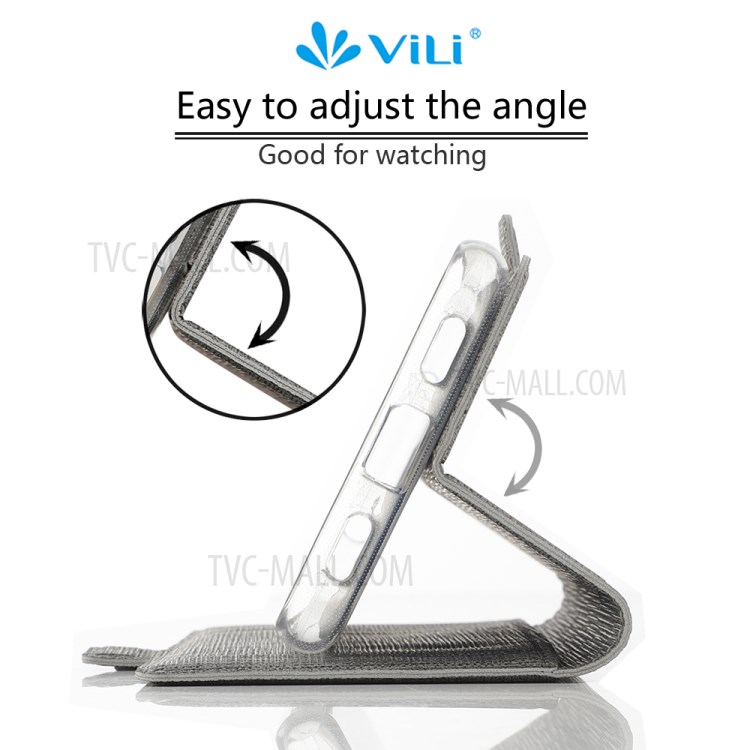 VILI DMK Leather Double Cards Side Buckle Style Phone Cover for Motorola Moto G Stylus/Moto G Pro - Grey-12
